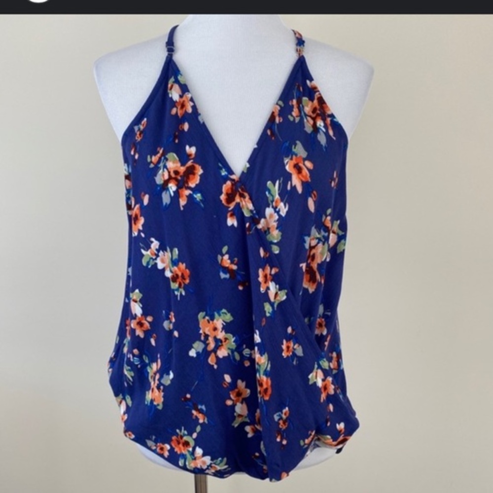 Stitch Fix Blue Floral Katara Crossfront Tank Top